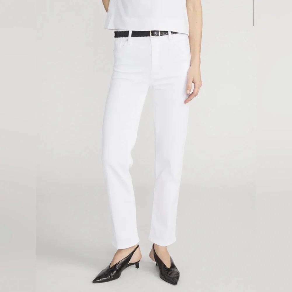 NEW FRAME Denim le sleek high rise straight leg jean, white 25 - Picture 2 of 12